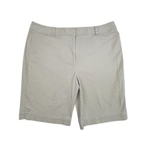 Talbots Chino Shorts Women 16 Tan Khaki Cotton Stretch Casual Mid Rise Bermuda